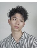 黒髪アップバング