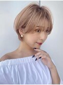ハイトーンショートカラー 耳かけ丸み ウザバング 小顔 レイヤー