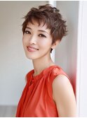 ☆ホワイトグレージュミニウルフデジタルパーマチェリーブラウン