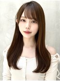 20代30代40代◎前髪パーマ韓国風巻きくすみベージュお団子ヘア