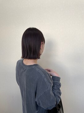 暗めカラーラベージュ切りっぱなしボブ9.27