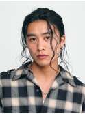 大分緩めスパイラルパーマメンズカットセンターパートメンズボブ