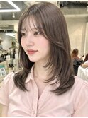 艶まろやかベージュ×韓国風顔まわりレイヤー
