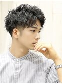 20代30代韓流☆ツイストパーマショートマッシュアッシュブラック