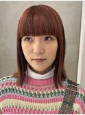 ワイドバング　ロブ　ロングボブ　ストレートヘア