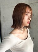 外ハネボブワイドバングイメチェンヘア美髪メルティカラー