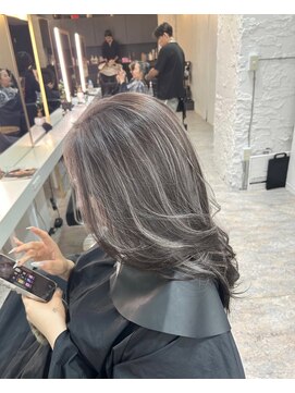 ブレンド 渋谷(BLend) ホワイトグレージュミニウルフデジタルパーマチェリーブラウン