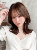 後れ毛が可愛い顔周りレイヤー/ナチュラルアッシュ/顔周り