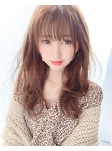 色っぽセミロング（デザインカラーローライト厚めバング