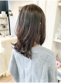 福山人気caaryダークアッシュ暗めカラー胸上くびれヘア巻き髪