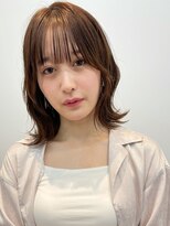 グリンプス 大濠店(Glimpse) シースルーバング くびれヘア 外ハネボブ 艶感 ベージュ