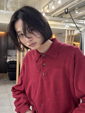 メゾンアクア 表参道(Maison ACQUA) =メンズボブ/ダークアッシュ/ニュアンスパーマ/メンズウルフ