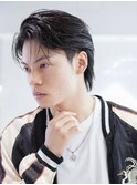 ツイストパーマ七三オールバックマッシュウルフスリークショート