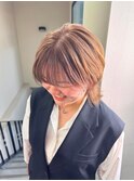 【ミルクティーベージュ×ウルフカット】ダブルカラー