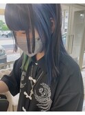 インナーカラー/アクセサリーカラー/ネイビーブルー/姫カット