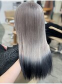 【裾カラー】シルバーグレー×ブラック グラデーション