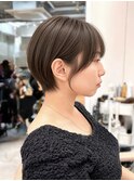 透明感カラー ボブ 前髪 ショート カラー ブリーチ&ダブルカラー