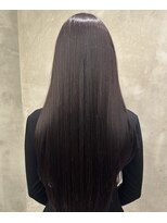 山野愛子美容室 銀座店&nbsp;ロングレイヤーバイオレット艶髪カラー前髪サイドバング