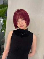 ナンバーナイン 札幌大通(NUMBER NINE) チェリーレッド×顔周りレイヤーボブ