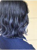 切りっぱなしボブ×裾カラー