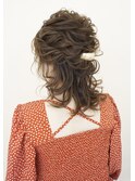 ウェーブハーフアップ　ヘアセット