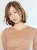 大人ガーリーボブ　ふんわりマッシュボブ　透明感カラー
