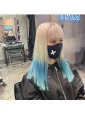 ホワイトブロンド×水色