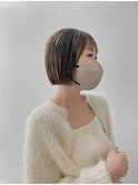 秋冬ぴったり  くすみベージュ 切りっぱなしボブ◎20代30代40代
