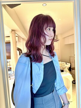 ユイル(Uil) 似合わせ小顔ミディアム× 暖色カラー デザイン　カラー