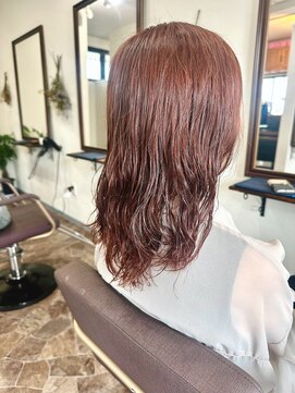 ダブ(DAB) 【ゆるふわパーマ】コテ巻き風パーマ ワインレッド