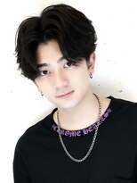 アーリー(Ali'i)&nbsp;センターパートニュアンスパーマブルーブラックコンマヘア