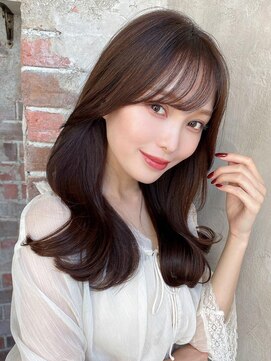 アフロート エル 大阪(AFLOAT L) シャギーレイヤーロング韓国ワンホンヘアシースルーぱっつん前髪