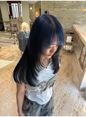 ネイビーカラー裾カラーエンドカラールーツカラーブルーシルバー