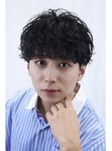 シャドウフェザーニュアンスマッシュパーマ黒髪