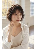  大人可愛い20代30代40代小顔ウルフレイヤーボブグレージュ