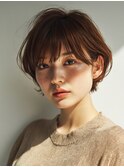着物ヘア/ダークアッシュ/ミディアムレイヤーカット/大口子安