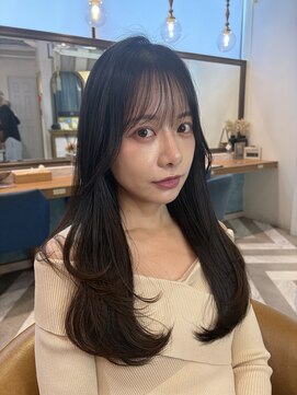 ロンドアベニール 北千住(Lond avenir) レイヤーカット/グレージュブラウン/韓国巻き/顔周りカット