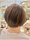 ナチュラルショートボブ丸みショート大人可愛い似合わせカット