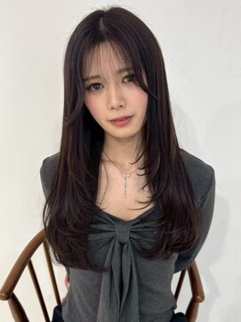 アモレット 天文館店(amoretto) ロングレイヤー 顔周りカット 20代 韓国ヘア 黒髪