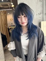 ムード(mood)&nbsp;ブルーカラー/グラデーションカラー/レイヤーカット/ブリーチ