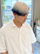 グラムアッシュ(GLAM ASH) エンドカラー ネイビー 裾カラー ホワイトカラー ハイトーン