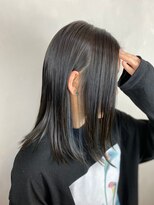 ラトリエ ブロカント 立川北口店(L'atelier BROCANTE)&nbsp;センターパート 耳かけ ブルー 黒髪 ネイビー