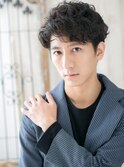 ワイルド短髪パーマセミウエットアンニュイヘアQ