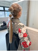 卒業式ロングポニー