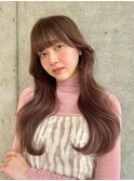 韓国風くびれウェーブ×艶髪ピンクブラウン