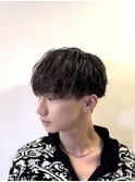 前下がり刈り上げマッシュショート/緩めパーマ/シャドウパーマ