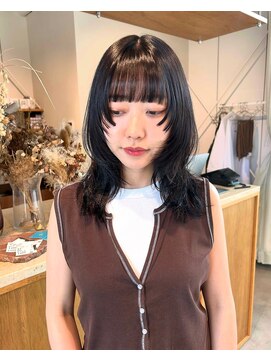 エルム 原宿 表参道(yelm) 個性フェイスレイヤーとナチュラルラベンダーブラウン