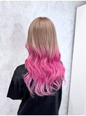 ベージュ×ビビットピンク