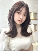 透明感カラー ラベンダーブラウン くびれヘア【肥田亜沙美】