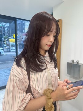 エム(M) 【ブリーチなし】パープルブラウン/ミディアム/レイヤー